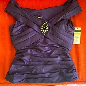 Evening dress top, deep purple/grape jewelry embellishment fully lined